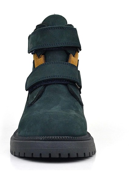 Hakiki Deri Koyu Yeşil Taba Cırt Cırtlı Kışlık Çocuk Bot modelleri