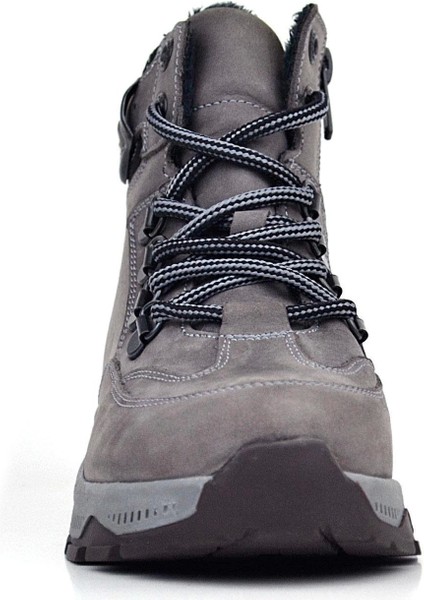 Hakiki Deri Gri Bağcıklı Fermuarlı Trekking Çocuk Bot fırsatları
