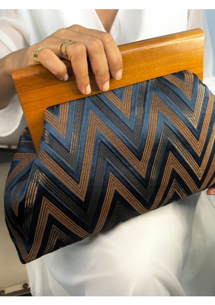 Bahram - Ahşap Burslu Kumaş Portföy Çanta, Clutch, El Çantası, Çanta fiyatları