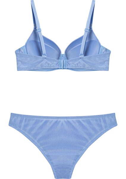 Mavi Pamuklu Yumuşak Dokulu Alt Üst Şık Sütyen Takımı fiyatları