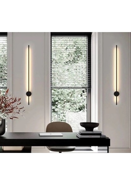 2'li Philips Modern Dekoratif LED Duvar Aplik 70 cm Siyah 3000K (Pilli Değildir)