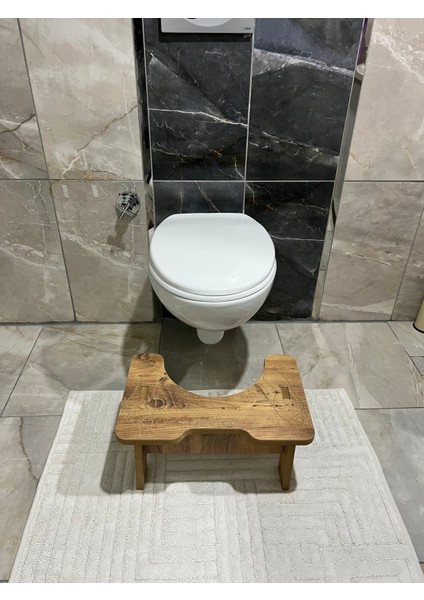 Tuvalet Wc Taburesi Basamak Klozet Altı Tabure Ayak Destek Taburesi Çocuk Yetişkin Kahverengi Renk