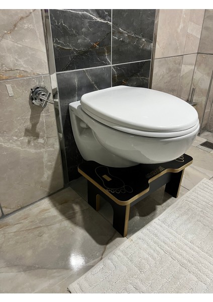 Tuvalet Wc Taburesi Basamak Klozet Altı Tabure Ayak Destek Taburesi Çocuk Yetişkin Siyah Renk