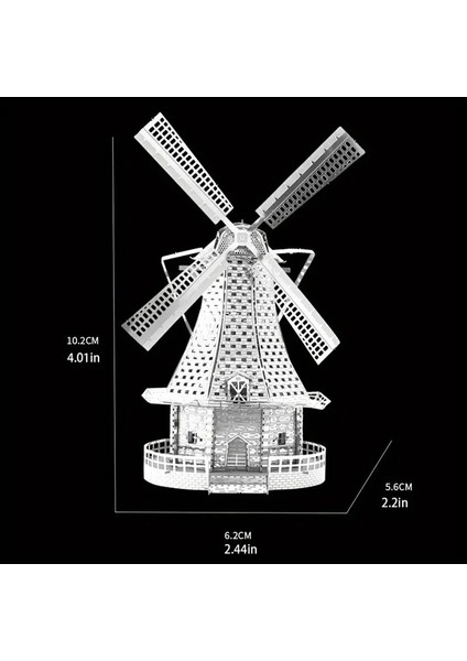 Dıy 3D Metal Puzzle Bulmaca Yel Değirmeni 14+ Yaş Üstü Hediyelik Model