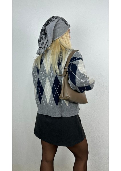 Nunu By Cozy Polo Yaka Gri Küçük Baklavalı Kolej Kazak indirimleri