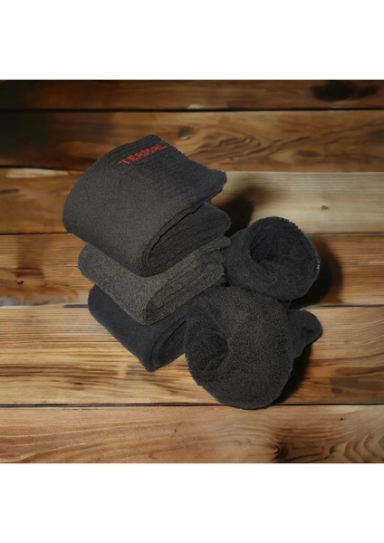 Siyah Dikişsiz 3'lü Orta Boy Termal Kışlık Çorap -20C Kadar Sıcak Tutar fiyatları