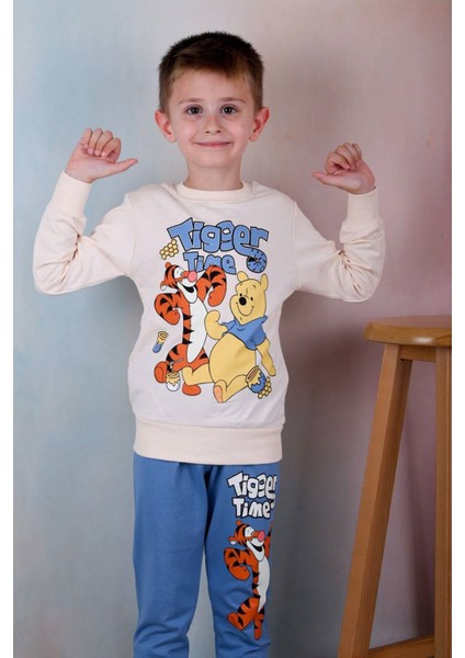 Pjk2i Tiger Winnie Pooh Desenli Mavi 2 Ip Pamuk Erkek Çocuk Eşofman Takımı 3-10 Yaş 7243-M fiyatları