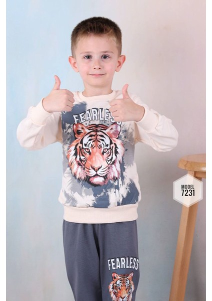 Pjk2i Kaplan Desenli Füme 2 Ip Pamuk Erkek Çocuk Eşofman Takımı 3-10 Yaş 7231-F fiyatları