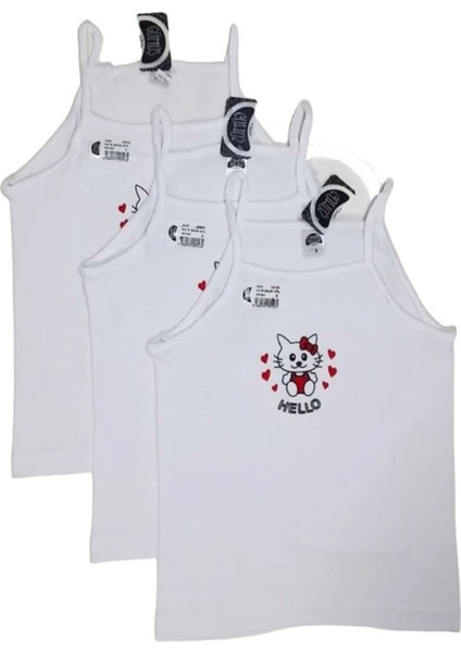 Gmş Ribana Beyaz 3lü Hello Kity Kız Çocuk Atlet Set A-3028