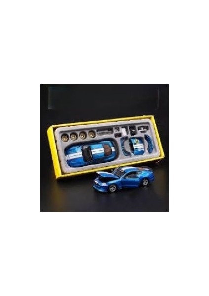 1 Kutu 1:42 Ford Mustang Gt 2018 Mavi Araba Modeli Modifiye Edilebilir, Kapıları Açılabilir, Aksesuarları Değiştirilebilir, Oyuncak