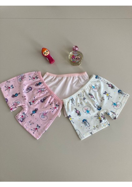 Elm Karışık Desen 3lü Kız Çocuk Boxer Set B-45