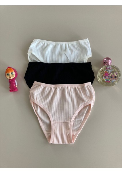 Elm Karışık Desen Ribanalı Modal 3lü Kız Slip Set S-43