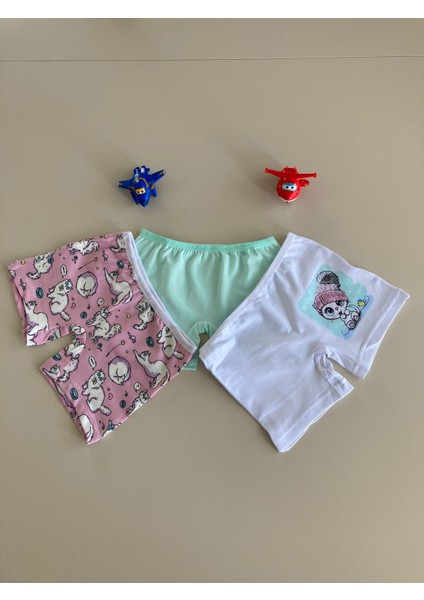 Elm Karışık Desen 3lü Kız Çocuk Boxer Set B-12