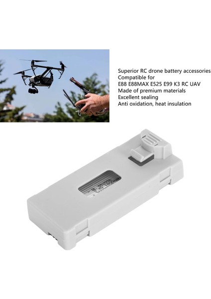 Drone E99 ve E88 (Pro) Gri Yedek Bataryası Aküsü 3.7 Volt 1800 Mah Pil Batarya Akü Parça Şarj Edilebilir Aksesuar