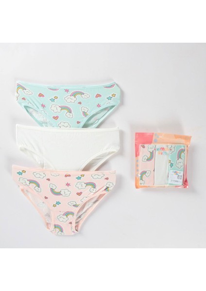 Elm Karışık Desen 3lü Kız Çocuk Slip Set S-65