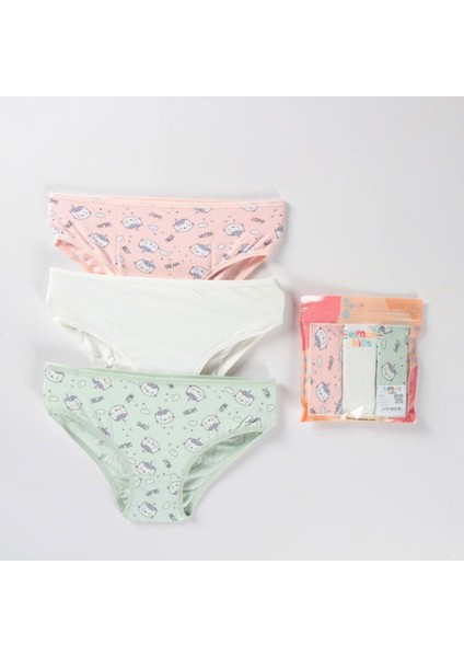 Elm Karışık Desen 3lü Kız Çocuk Slip Set S-63
