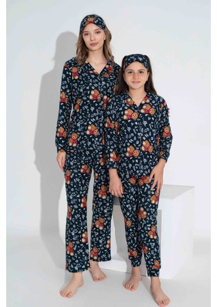 Tarp Lacivert Süet Önden Düğmeli Anne Pijama Takımı 6401-12-L fiyatları