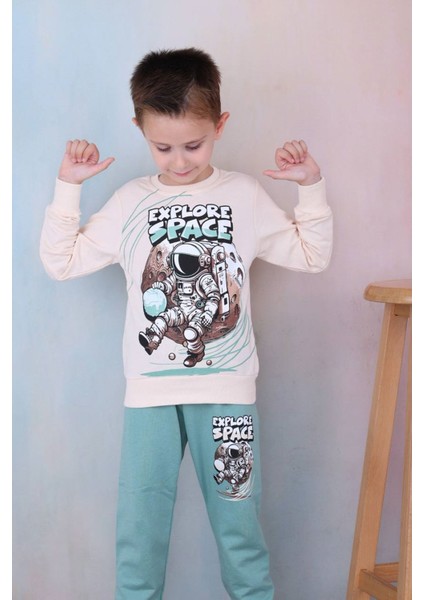 Pjk2i Astronot Desenli Yeşil 2 Ip Pamuk Erkek Çocuk Eşofman Takımı 3-10 Yaş 7258-Y fiyatları