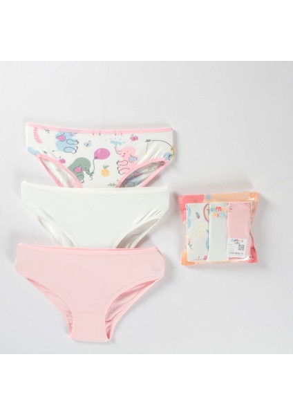 Elm Karışık Desen 3lü Kız Çocuk Slip Set S-64
