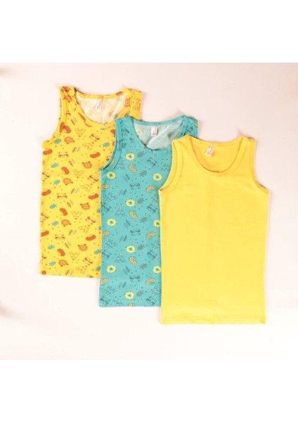 Elm Karışık Desen 3lü Erkek Çocuk Atlet Set A-107