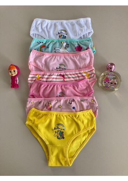 Elm Karışık Desen 7li Kız Slip Set S-08