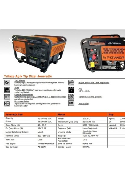 15 Kva Dizel Jeneratör