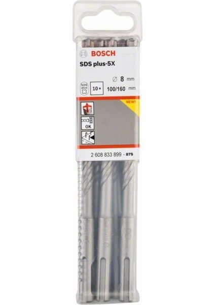 Sds-Plus 5x Kırıcı Matkap Ucu 8*160 mm 5'li Paket