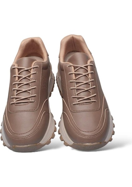 Kadın Bağcıklı Kolay Giyilebilir Mevsimlik Sneaker Spor Ayakkabı Vizon