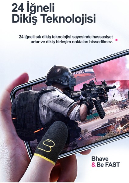 Mobil Oyuncu Parmaklığı 1 Çift- Pubg Espor Parmak Eldiveni- Ter Geçirmez Carbon Fiber