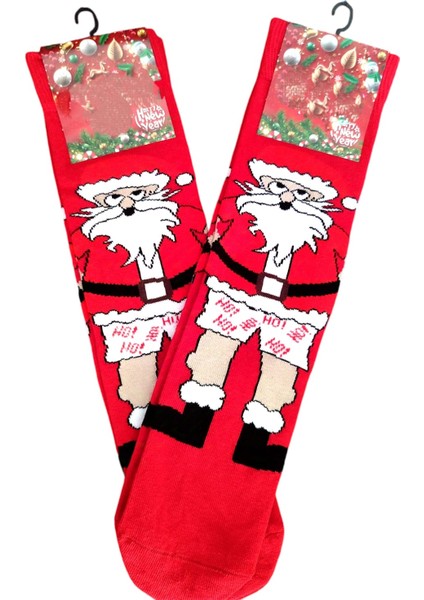 Kırmızı 2'li Noel Baba Desenli Kokulu Uzun Çorap