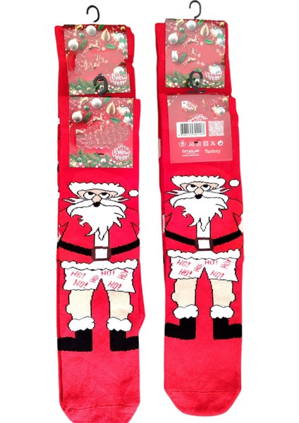 Kırmızı 2'li Noel Baba Desenli Kokulu Uzun Çorap fırsatları