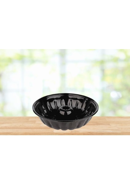 Ortası Göbekli Dilimli Yanmaz Yapışmaz Yuvarlak Emaye Kek Kalıbı