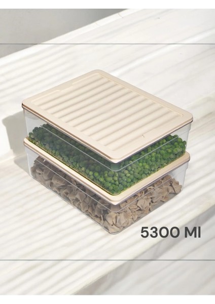 2'lü Set Renkli Derin 5300 ml Buzdolabı Düzenleyici Buzluk ve Mikrodalga Saklama Kabı 2X5300