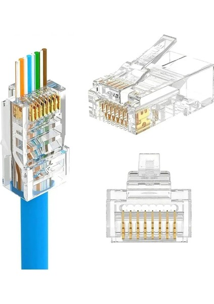 Yeni Nesil Ez RJ45 Cat5 Cat6 Ethernet Internet Kablo Soketi Konnektörü 8P8C RJ45 Jack Utp Delikli Açık Uç 80 Adet