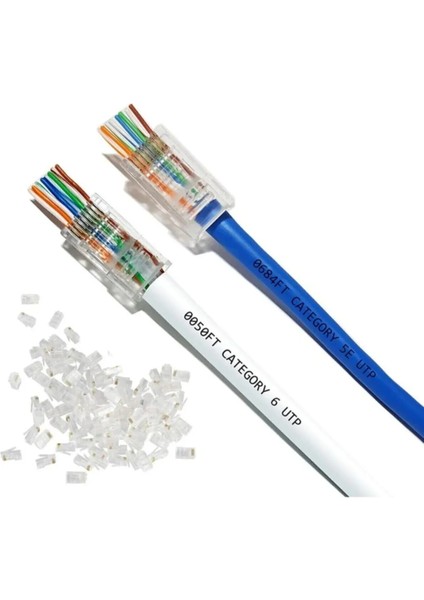 Yeni Nesil Ez RJ45 Cat5 Cat6 Ethernet Internet Kablo Soketi Konnektörü 8P8C RJ45 Jack Utp Delikli Açık Uç 80 Adet