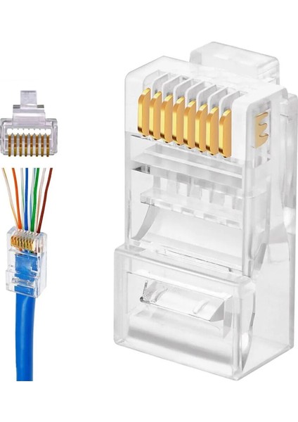 Yeni Nesil Ez RJ45 Cat5 Cat6 Ethernet Internet Kablo Soketi Konnektörü 8P8C RJ45 Jack Utp Delikli Açık Uç 80 Adet