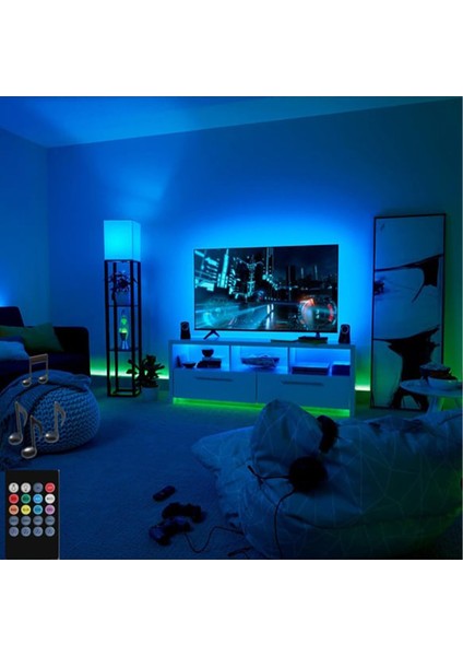 CT-4566 Rgb Tv Televziyon Arkası LED Şerit Set 3 Metre Aydınlatma Işık Kumandalı USB Girişli