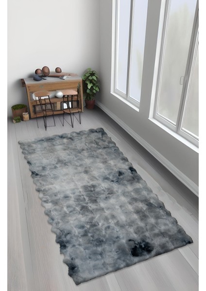 Bubble Tavşan Tüyü, Kaymaz Süet Taban, Süper Soft, Ultra Lüks, Yıkanabilir Halı Eskitme Mavi