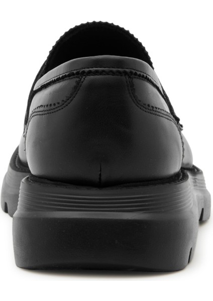 Deri Siyah Erkek Loafer Dress