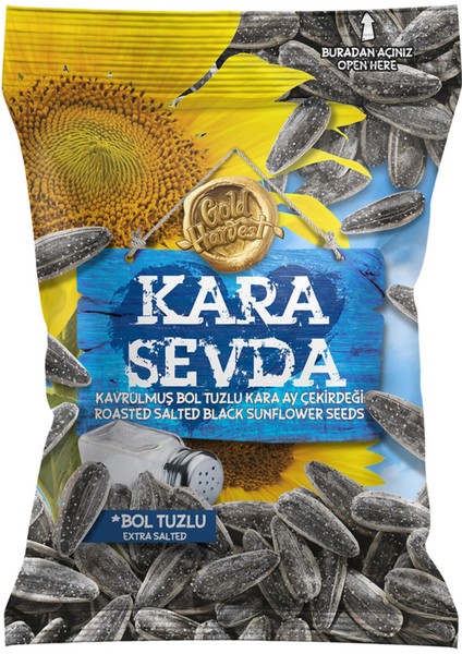 Kara Sevda Bol Tuzlu Siyah Ayçekirdeği 250G 7 Adet