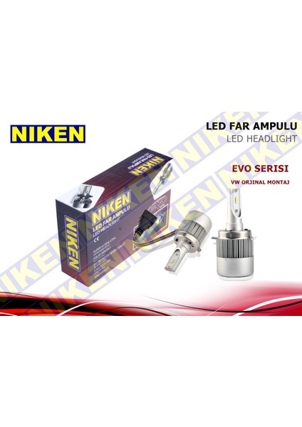 Nıken 12V H7 Cob LED Xenon Far Ampul Seti 6500K 4000 Lümen Vw Jetta