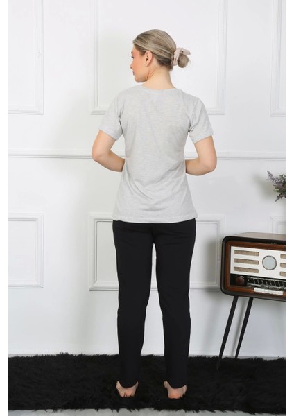 Kadın Pamuk Penye Sevgili Kombini Pijama Takımı Gri 50126 Tek Takım Fiyatıdır indirimleri