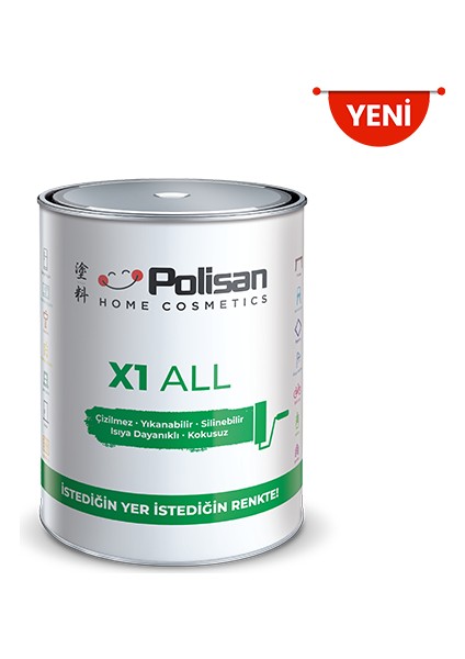 X1 All ile Istediğini Boya-Çizilmez-Kokusuz-Yıkanabilir Dönüşüm Boyası 0.75LT