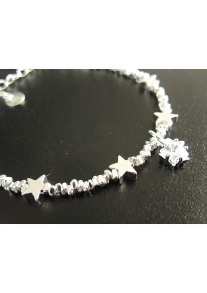 Yıldız Detaylı Gümüş Rengi Zarif Bileklik indirimleri