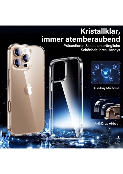 iPhone 16 Pro Uyumlu Şeffaf Kılıf + Lens + Ekran Koruyucu Set Ultra Koruma Kapak