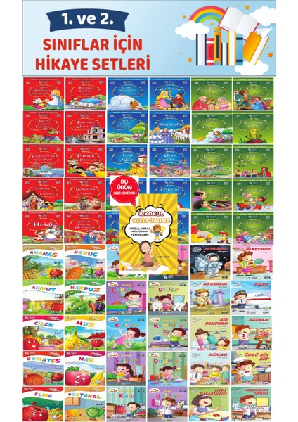 1.ve 2.sınıflara Uygun Öğretmen Tavsiyeli Eğitici Okumayı Sevdiren 60 Lı Hikaye Seti fırsatları