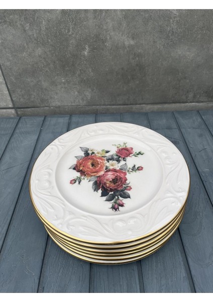 Rose 15 Parça 6 Kişilik Seramik Kahvaltı Pasta Sunum Tabağı Takımı Seti