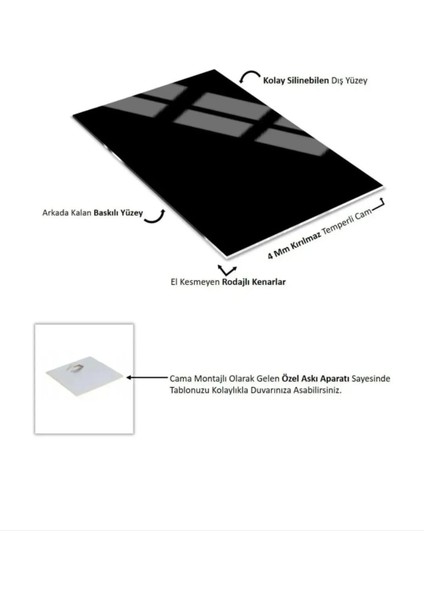 4mm Tamperli Uv Cam Baskı Kırılımaz Cam Tablo Silinebilir 30 x 45 cm 40 x 60 cm 50 x 70 cm 60 x 90 cm fiyatları