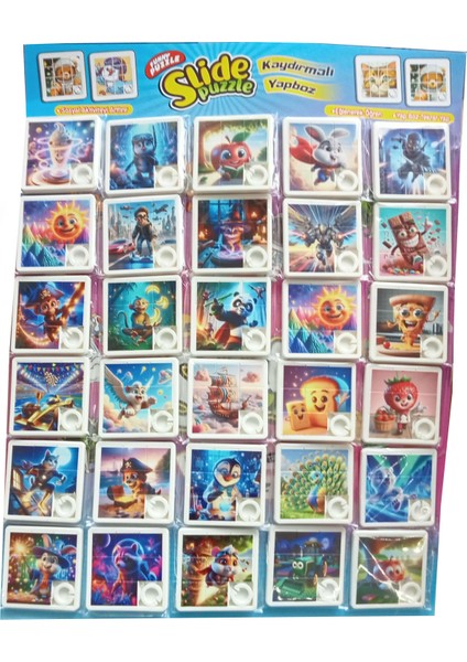 ( 2 Adet) Kaydırmalı Yapboz 9 Bölümlü Çocuk Puzzle