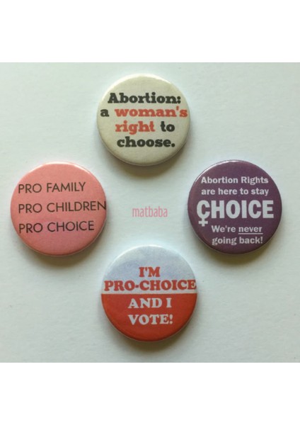 Pro Choice Feminist Kadın Hakları Kürtaj Yasağı Karşıtı Vintage Stil Rozet Seti 4 Adet
